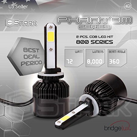 72W 8000LM US BridgeLux COB LED Chip Headlight Conversion Kit - White 6000K Replace Halogen Bulbs - Fog Light Bulbs - 880 / 881 / 899 / 893