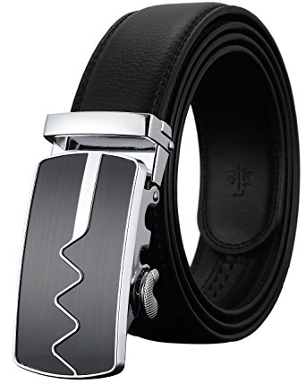 Men's Belts Leather Black Brown Automatic Buckle Ratchet Belt for Men