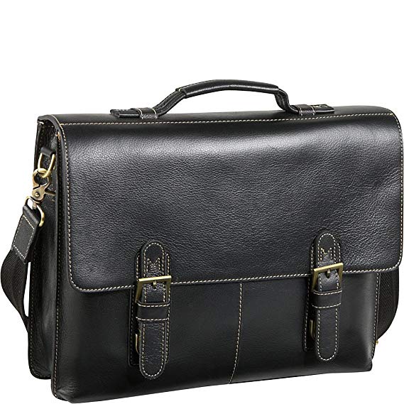 AmeriLeather Classical Leather Organizer Briefcase (Black)