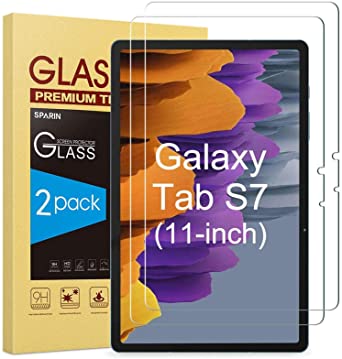 SPARIN 2 Pack Screen Protector Compatible with Samsung Galaxy Tab S7 11 inch, Tempered Glass, Alignment Frame