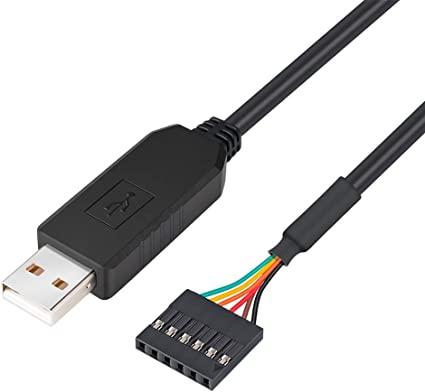 DTECH FTDI USB to TTL Serial 5V Adapter Cable 6 Pin 0.1 inch Pitch Female Socket Header UART IC FT232RL Chip Windows 10 8 7 Linux MAC OS (6ft, Black)