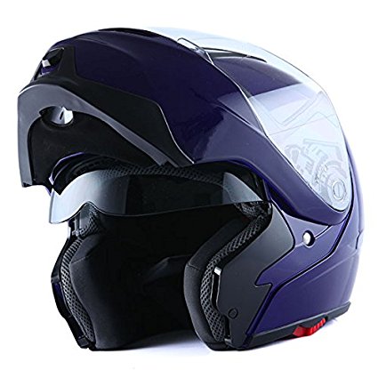 1Storm Motorcycle Street Bike Modular/Flip up Dual Visor/Sun Shield Full Face Helmet (GlossyBlue, XX-Large)