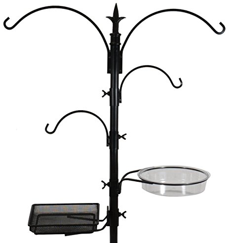 Sorbus Bird Feeding Bath Station, Metal Deck Pole for Bird Feeders, Great for Attracting Birds Outdoors, Backyard, Garden