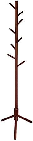 Wooden Tree Coat Rack, Alotpower Standing Coat Rack Stand, Adjustable Coat Tree with 3 Adjustable Sizes, 8 Hooks, Easy to Assemble Coat Hanger Stand for Bedroom, Office, Hallway, Entryway, Bedroom, Dark Brown