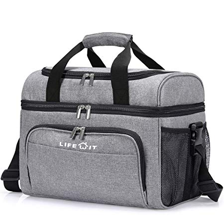 Lifewit Insulated 36-Can Cooler Bag, 23L Double Decker Soft Cooler Soft-Sided Cooling Bag for Beach/Picnic/Sports, Grey