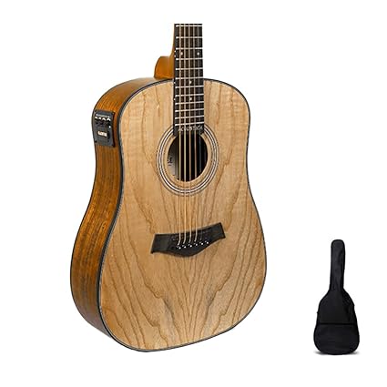 Kadence Guitar Acoustica Series, Electric Acoustic Guitar, Ash Wood with Pickup and Inbuilt tuner Travel Guitar Small Size for Kids and Adult (A06-34")