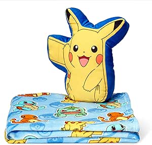 Northwest Pokemon, Pikachu Cute, Silk Touch Throw and Hugger Set, 50 x 60 Inches