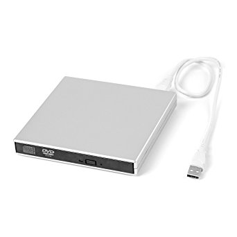 LeeKooLuu USB External CD DVD Drive Burner Writer CD-RW Combo DVD-R For Mac Mackbook Air/Pro Notebook PC Desktop Computer Silver