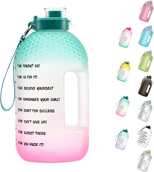 BOTTLED JOY Half Gallon Water Bottle with Straw Lid, BPA Free 75oz Large Water Bottle Hydration with Motivational Time Mark Leak-Proof Drinking 2.2L Water Bottle for Camping Workouts and Outdoor