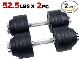 New MTN Gearsmith Heavy Duty Adjustable Cast Iron Chrome Weight Dumbbell Set Dumbbells 52.5 100 105 200 lbs (Black-Painted, 105 LB)