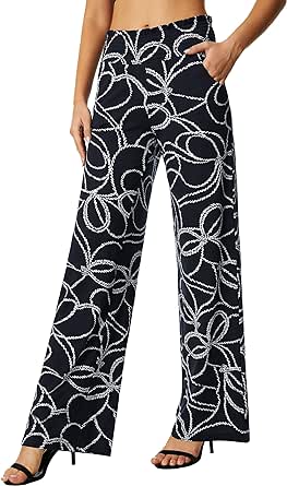 Urban CoCo Women's Boho Palazzo Pants Wide Leg Beach Pants High Waisted Lounge Pants with Pockets