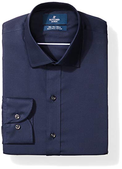 Buttoned Down Men's Slim Fit Stretch Poplin Non-Iron Dress Shirt