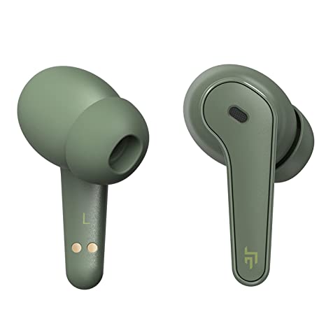 Crossbeats Slide Bluetooth Truly wireless in Earbuds 40ms Low Latency, Clearcomm™ Quad mic ENC, Best Music by EchoBlast™, 30Hrs Playtime, Full Touch control, Snap Charge™, 10 mm Drivers Earphone-Green