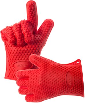 AYL Silicone Heat Resistant Grilling BBQ Gloves for Cooking Baking Smoking and Potholder