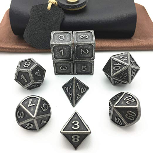 Momostar RPG Solid Metal Polyhedral Dice for Dungeons and Dragons, Pathfinder and Other Games.