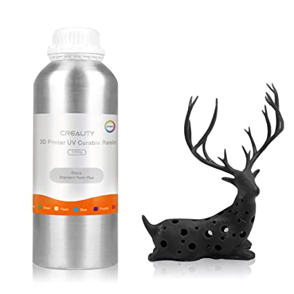 Creality 3D Printer Resin, 405nm Standard Photopolymer SLA UV-Curing Resin with High Precision and Fast Curing for LCD 3D Printing, 1KG/Black