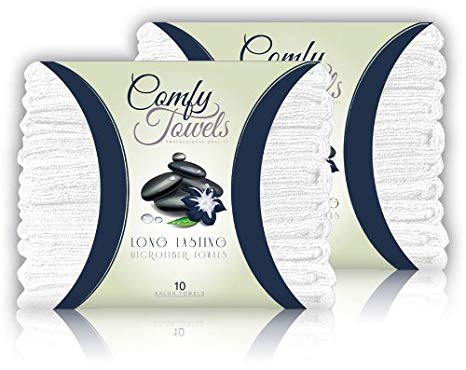 Comfy White Microfiber Salon Towels - 20 Pack, 29" x 16"