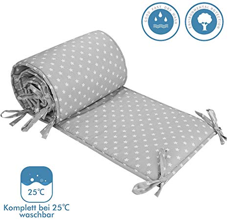 Luchild Baby Cot Bumper, Crib Bumper Wrap Around Protection 100% Cotton Crib Bumpers Bedding-210cm
