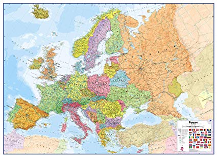 Maps International Huge Political Europe Wall Map - Paper - 63 x 46