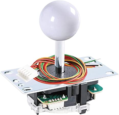 SANWA JLF-TP-8YT Original Joystick White - for Arcade Jamma Game 4 & 8 Way Adjustable, Compatible with Catz Mad SF4 Tournament Joystick (White Ball Top) S@NWA