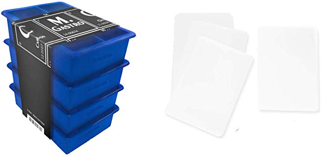 Silicone Ice Cube Trays by M.Gastro, SAVE WITH OUR ECONOMY 4 PACK, Extra Large Ice Cubes, Space Saving Design, 6 Cavity (Midnight Blue with 4 Lids)