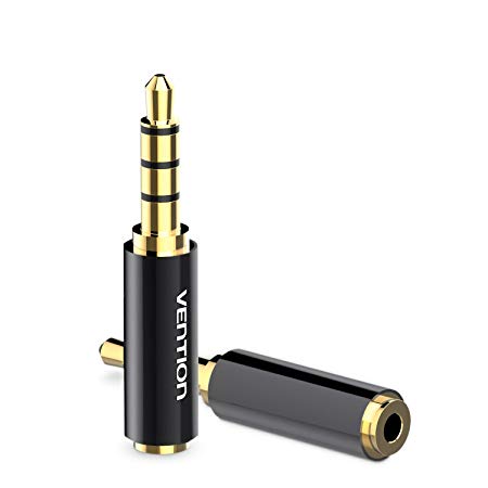 VENTION Gold Plated 2.5mm Female Jack to 3.5mm Male Jack Stereo Full Metal Earphone Audio Headphone Adapter Connector Converter Support MIC Function (2 Pack)