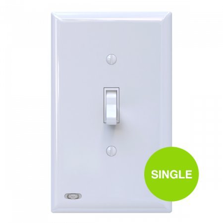 Single SnapPower SwitchLight - Light Switch Cover Plate With Built-In LED Night Light - Add Ambience Lighting To Your Home In Seconds - (Toggle, White)