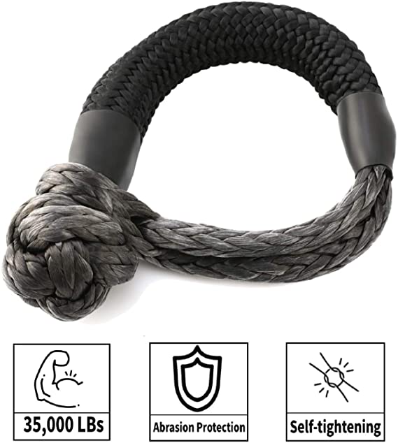 Kohree Synthetic Soft Shackle,7/16 Inch X 20 Inch (35,000lbs Breaking Strength) UHMWPE Soft Shackle Recovery Rope with Protective Sleeve for Sailing SUV ATV 4X4 Truck Jeep Recovery Climbing Towing