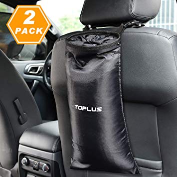 TOPLUS 2-Pack Car Trash Bag, Car Garbage Can, Car Trash Bin Waste Container Washable Leakproof Eco-Friendly Bags for Travelling, Outdoor, Home and Vehicle Uses