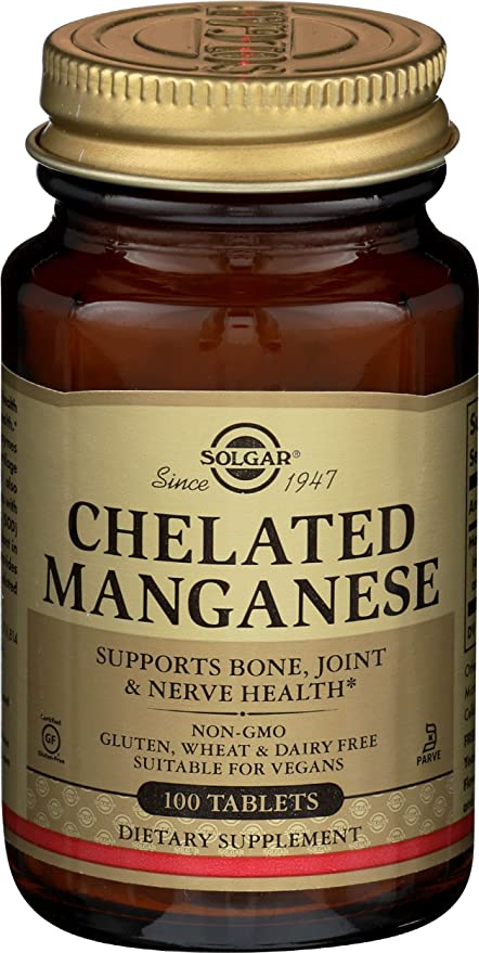 Solgar Chelated Manganese Tablets, 100 Tabs