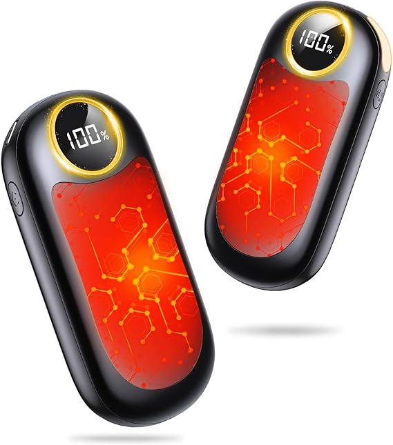 Hand Warmers Rechargeable, BOIROS Hand Warmers 2 Pack 12000mAh Electric Hand Warmer, Quick Heating, Portable Pocket Heater Battery Powered USB Reusable Handwarmer for Camping, Hunting, Golf, Hiking