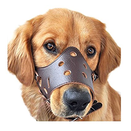 Biowow Adjustable Dog Muzzle Anti Bite Mouth Guard Covers Anti-called Muzzle Masks Pet Mouth Bite-proof Mask Brown