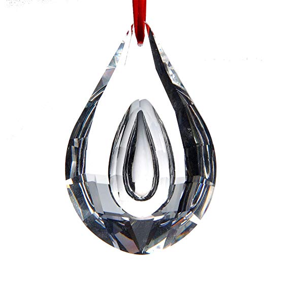 H&D 76mm Colorful Lamp Prisms Parts Loquat Shape Chandelier Glass Crystals Hanging Drops Pendants (clear, Concave Teardrop)