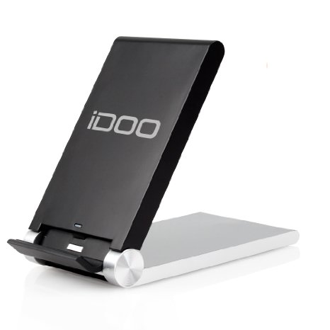 iDOO 3 Coils Foldable Qi Wireless Charger Stand Dock for Samsung S6Note 5Nexus 7 and All Qi-enabled Devices - Black