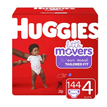 HUGGIES Little Movers Diapers, Size 4, 144 Count (Packaging May Vary)