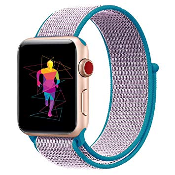 INTENY Sport Band for Apple Watch 38mm 40mm 42mm 44mm, Soft Lightweight Breathable Nylon Sport Loop Replacement Strap for iWatch Apple Watch Series 4, Series 3, Series 2, Series 1