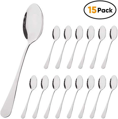 Stainless Steel Dinner Spoons with Round Edge, Pack of 15