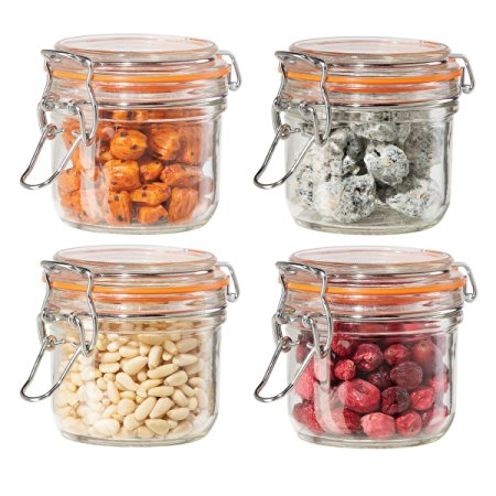 Oggi 4 Piece Airtight Glass Canister Set with Clamp Lids and Silicone Gaskets