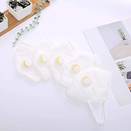 Mouth Mask Anti Pollution N99 Mask Unisex Outdoor Protection N95 Mask Anti Dust Mask with Valve Filter 5 Packs (General, White)