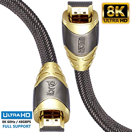 IBRA 2.1 HDMI Cable 8K Ultra High-Speed 48Gbps Lead | Supports 8K@60HZ, 4K@120HZ, 4320p, Compatible with Fire TV, 3D Support, Ethernet Function, 8K UHD, 3D-Xbox PlayStation PS3 PS4 PC etc- 1.5M