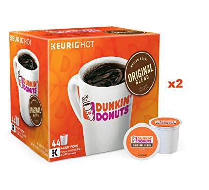 Dunkin Donuts Original Blend K-Cup Pods, 44 Cups (2 Pack)