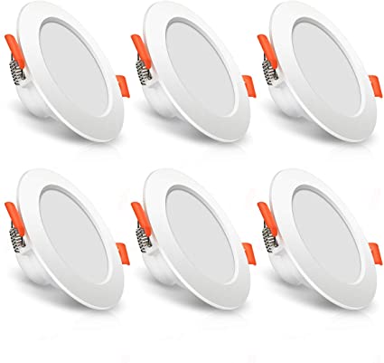 LED Recessed Ceiling Light SOLMORE 7W Downlights for Ceiling IP44 Waterproof LED Recessed Spotlight 3000K Warm White Ceiling Light with 600 LM, for Kitchen Living Room Corridor, 6 Pack