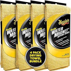 Meguiar's Water Magnet Microfiber Drying Towel - Premium Car Drying Towel That's Super Plush, Water Absorbent & Scratch-Free - 4 Pack