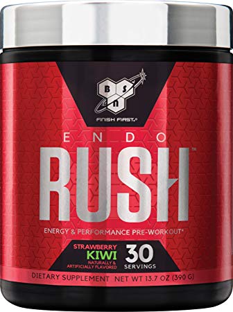 BSN Endorush Pre-Workout Powder, Energy Supplement for Men and Women, 300mg of Caffeine, with Beta-Alanine and Creatine, Strawberry Kiwi, 30 Servings
