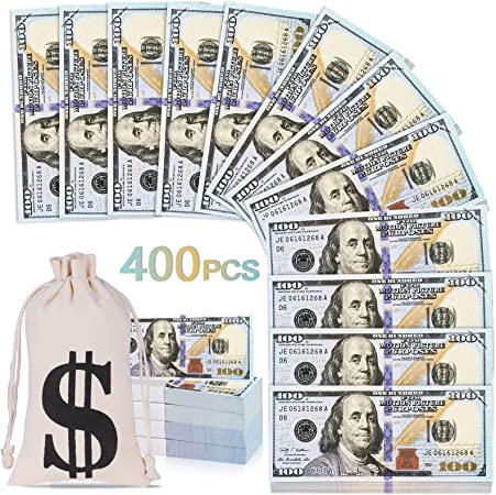 TAOPE 400 PCS Prop Money, Full Print 2 Sided Fake Money, Prop Money 100 Dollar Bills That Looks Real, Copy Movie Money for Movie, Play Pretend, Game, and Party