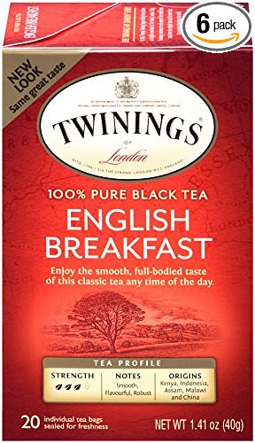 Twinings Black Tea, English Breakfast, Tea bagged 20 Count  (Pack of 6)