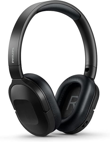 Philips Active Noise Cancelling Headphones Wireless Bluetooth Flat Folding Lightweight Over Ear Wireless Headphones w/Multipoint Bluetooth Connection 30h Playtime with Deep Bass