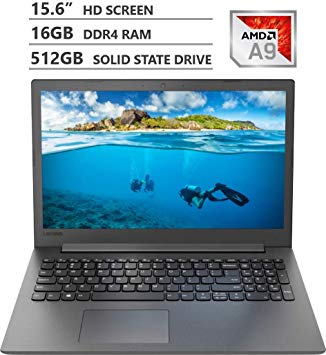 Lenovo Ideapad 15.6" HD Energy-efficient LED-backlit Display Laptop, AMD A9-9425 Dual-Core Processor Up to 3.70GHz, 16GB Memory, 512GB Solid State Drive, Wireless-AC, Bluetooth, Windows 10 Home, Black