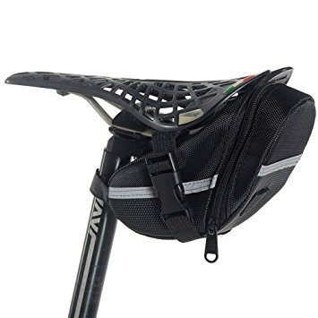 Newdora Bike Saddle Bag Bike Under Seat Bag Bicycle Saddle Bag Cycling Bicycle Seat Bag Pack Strap-on Bag Bicycle Tools Bag Capacious Rainproof Easy Installation Taillight Compatible - Black
