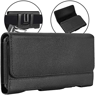 BECPLT iPhone 11 Pro Max Holster, Nylon iPhone Xs Max Holster Pouch Belt Clip Case and Loops Holder Cover for Apple iPhone 11 iPhone XR iPhone 8 Plus 7 Plus 6s Plus 6 Plus Galaxy S20 Plus - Black